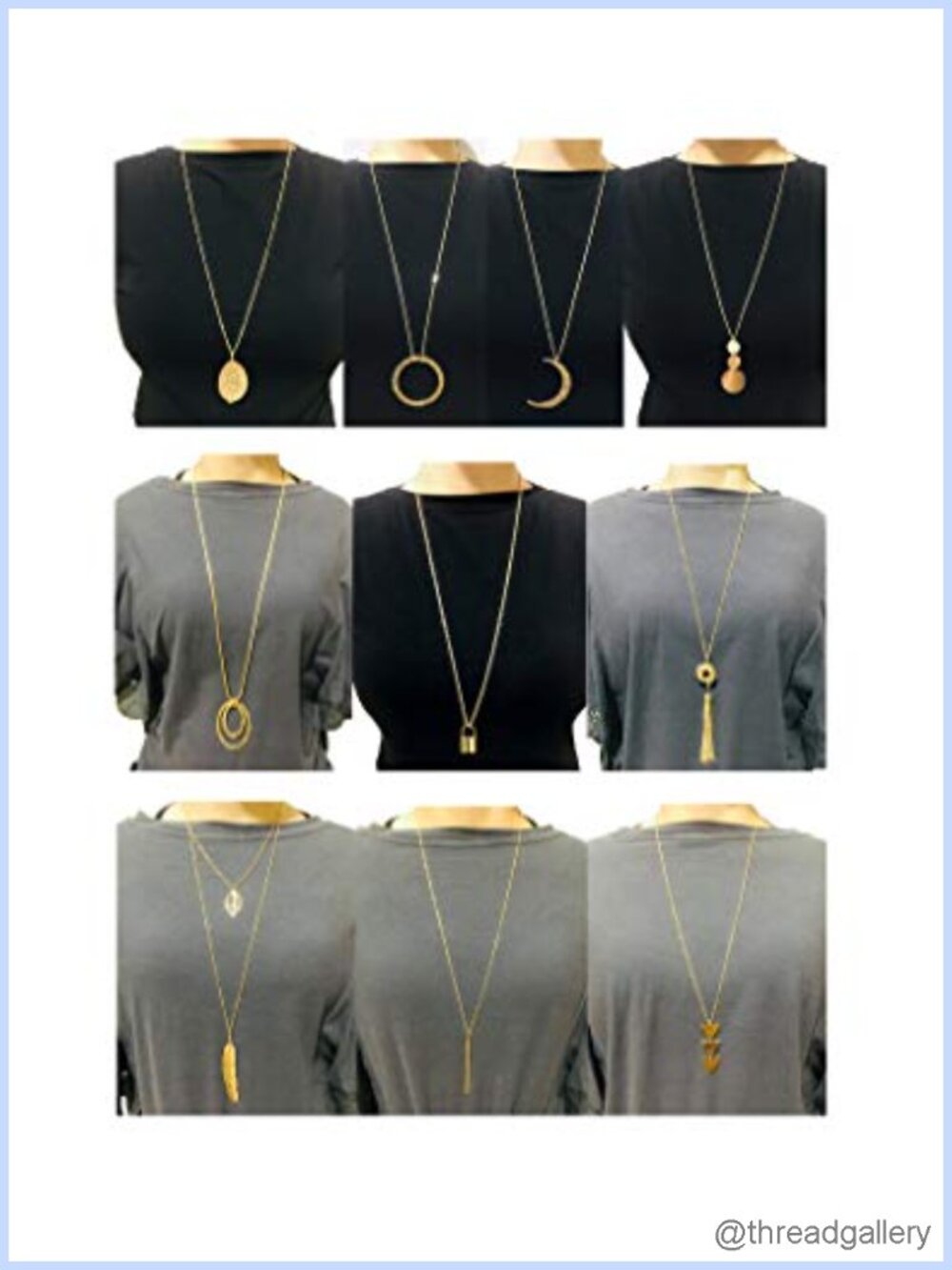10Pc Gold Plated Y Pendant Necklace Set Moon Bar Tassel Chain